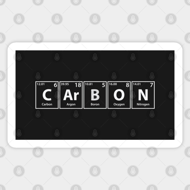 Carbon Elements Spelling Sticker by cerebrands